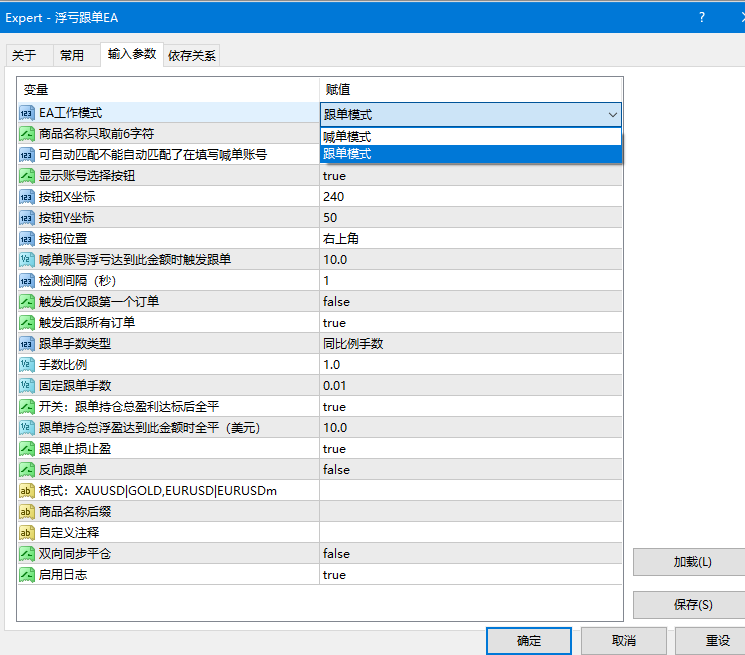 浮亏跟单EA 浮亏跟单EA